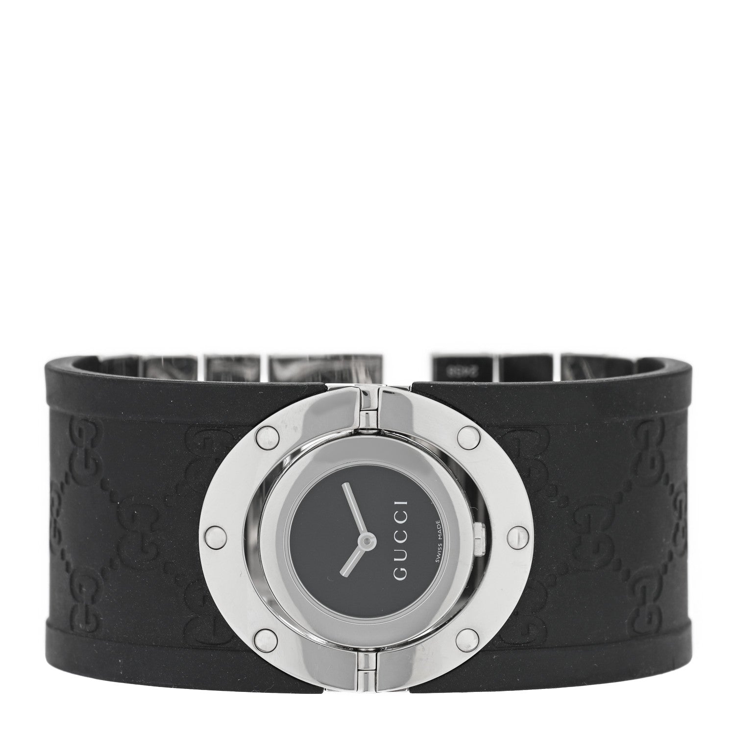 Stainless Steel Rubber 23mm Twirl Quartz Watch Black