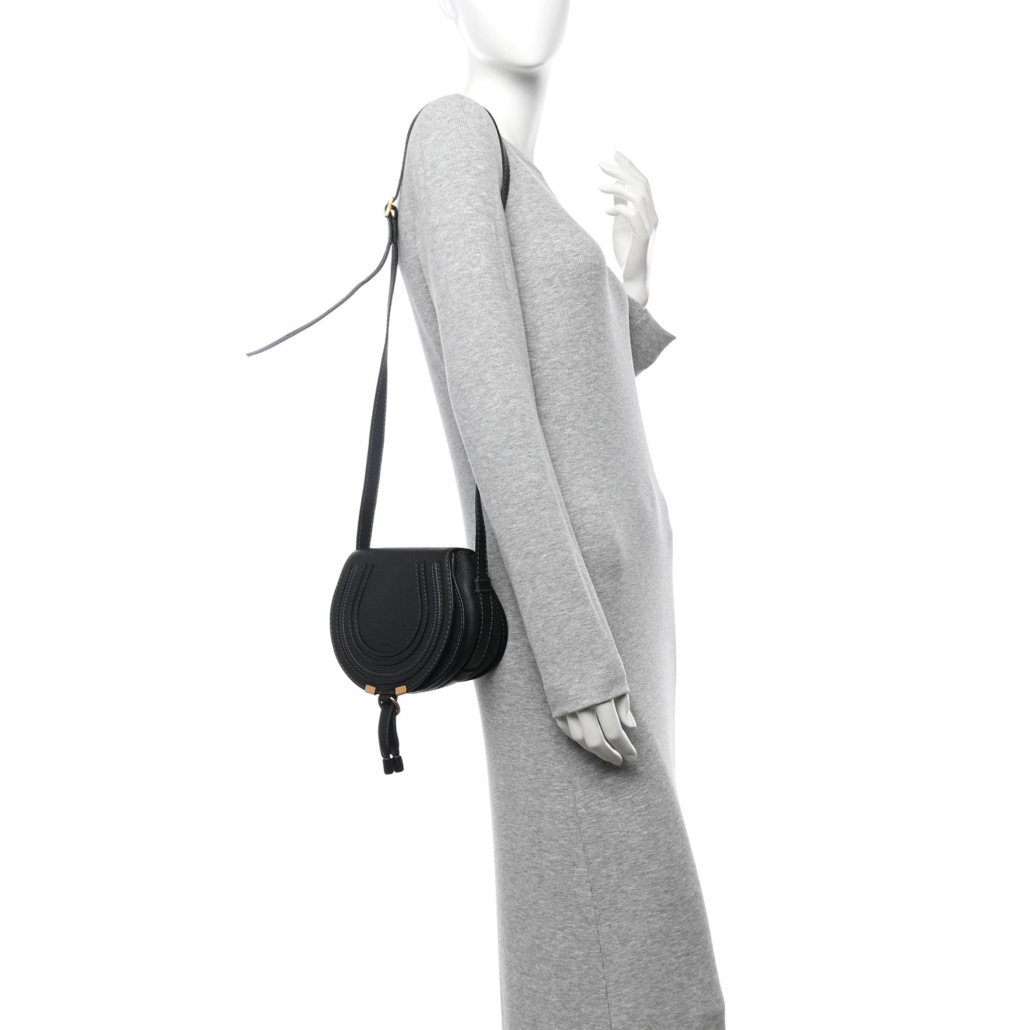 Calfskin Mini Marcie Round Crossbody Bag Black
