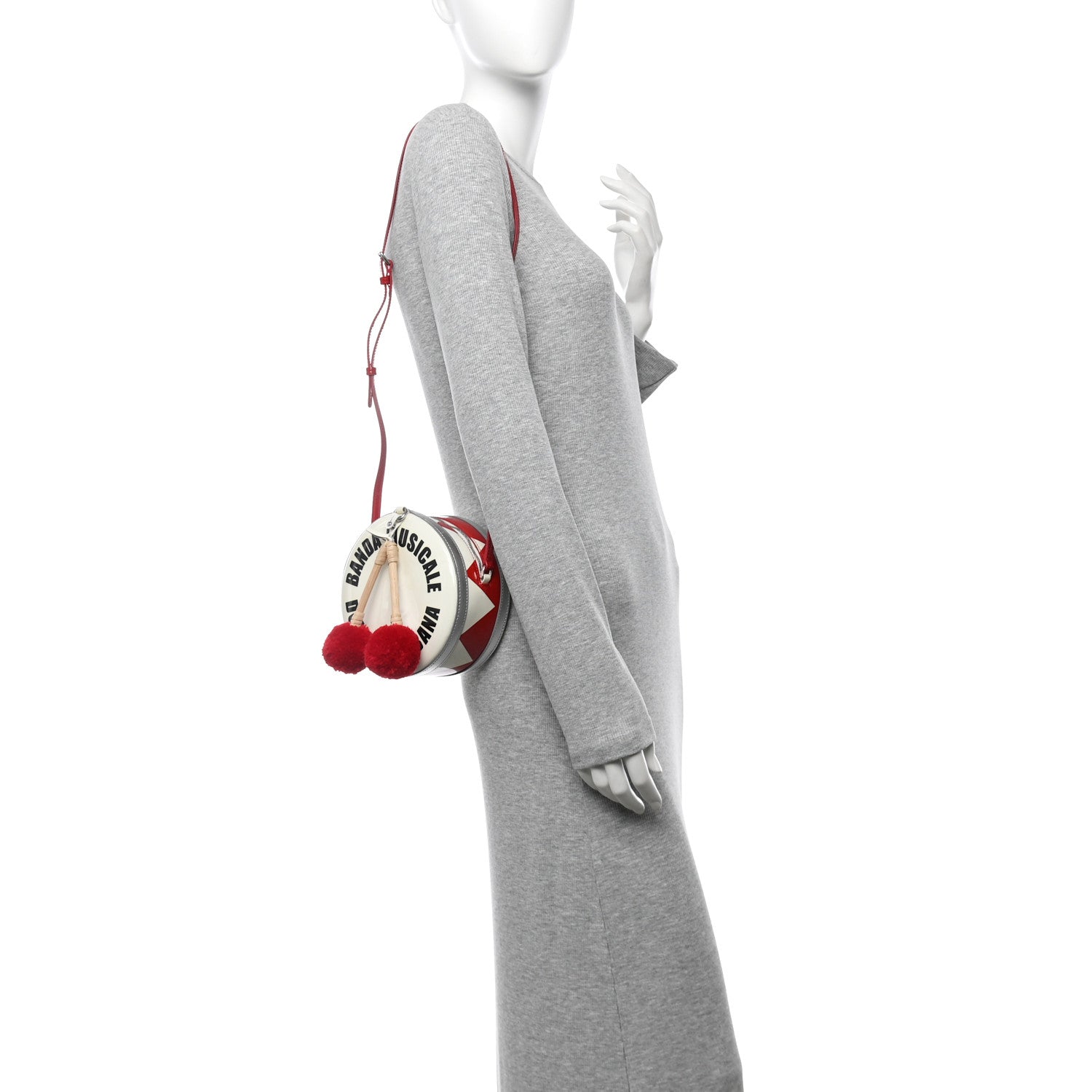 Patent Calfskin Dolce Drum Satchel White Red Black Multicolor