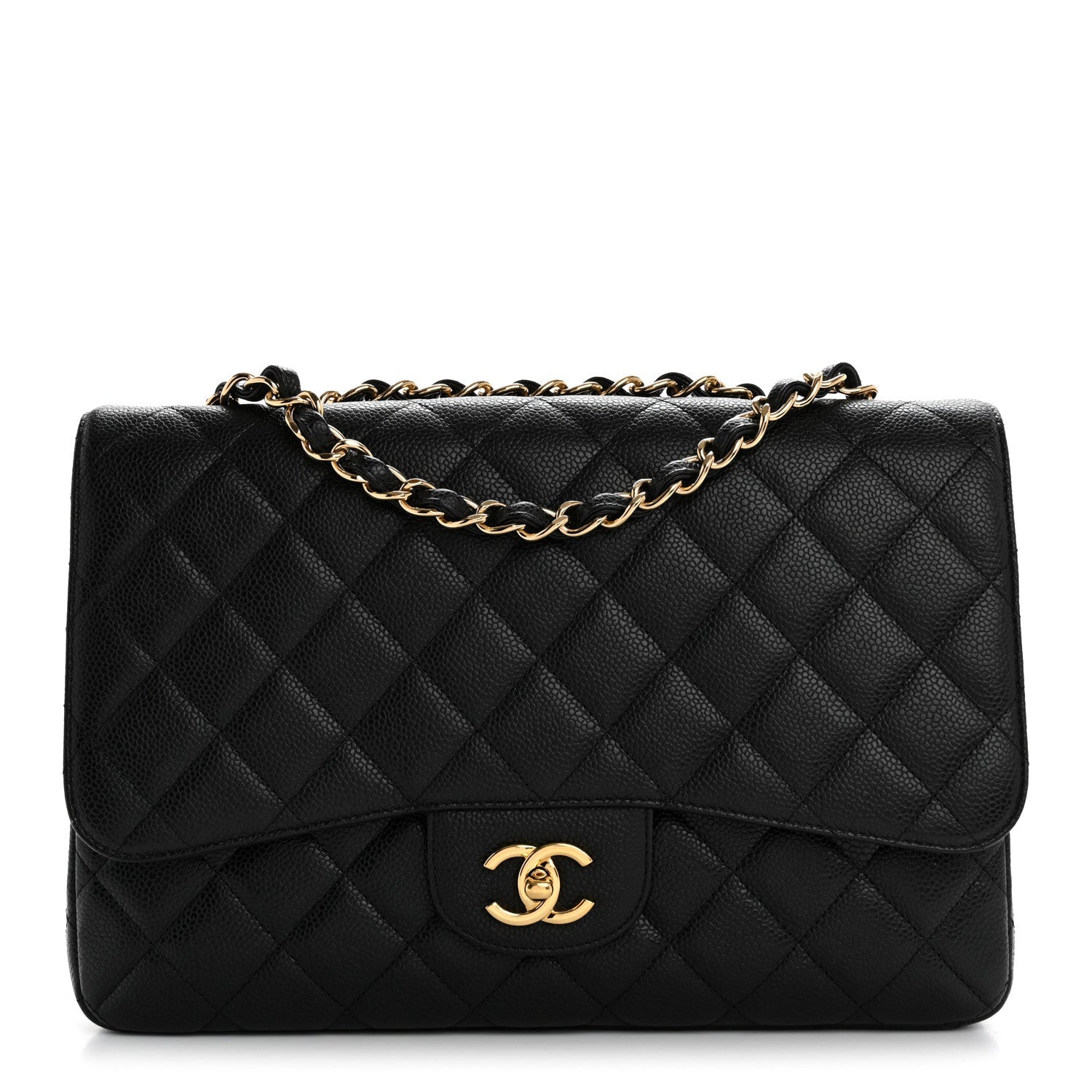 Caviar Quilted Jumbo Double Flap Black