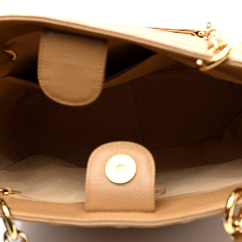Caviar Quilted Petit Shopping Tote PST Dark Beige