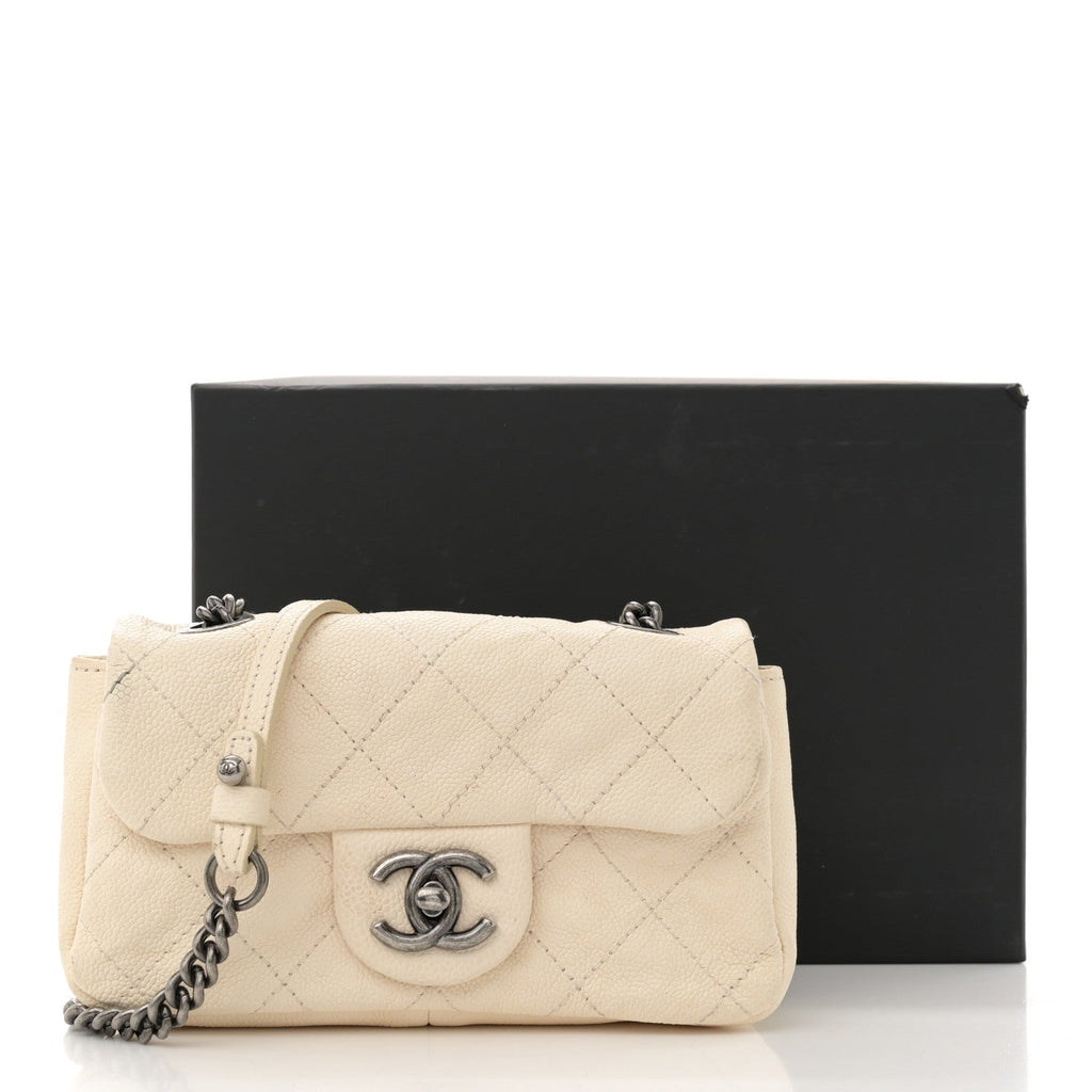 Caviar Quilted Mini Simply CC Flap White