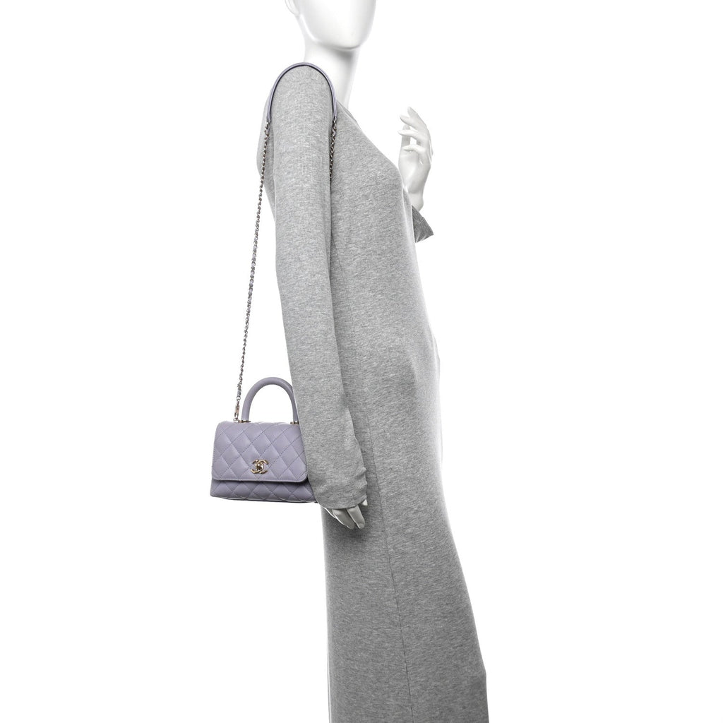 Caviar Quilted Extra Mini Coco Handle Flap Light Purple