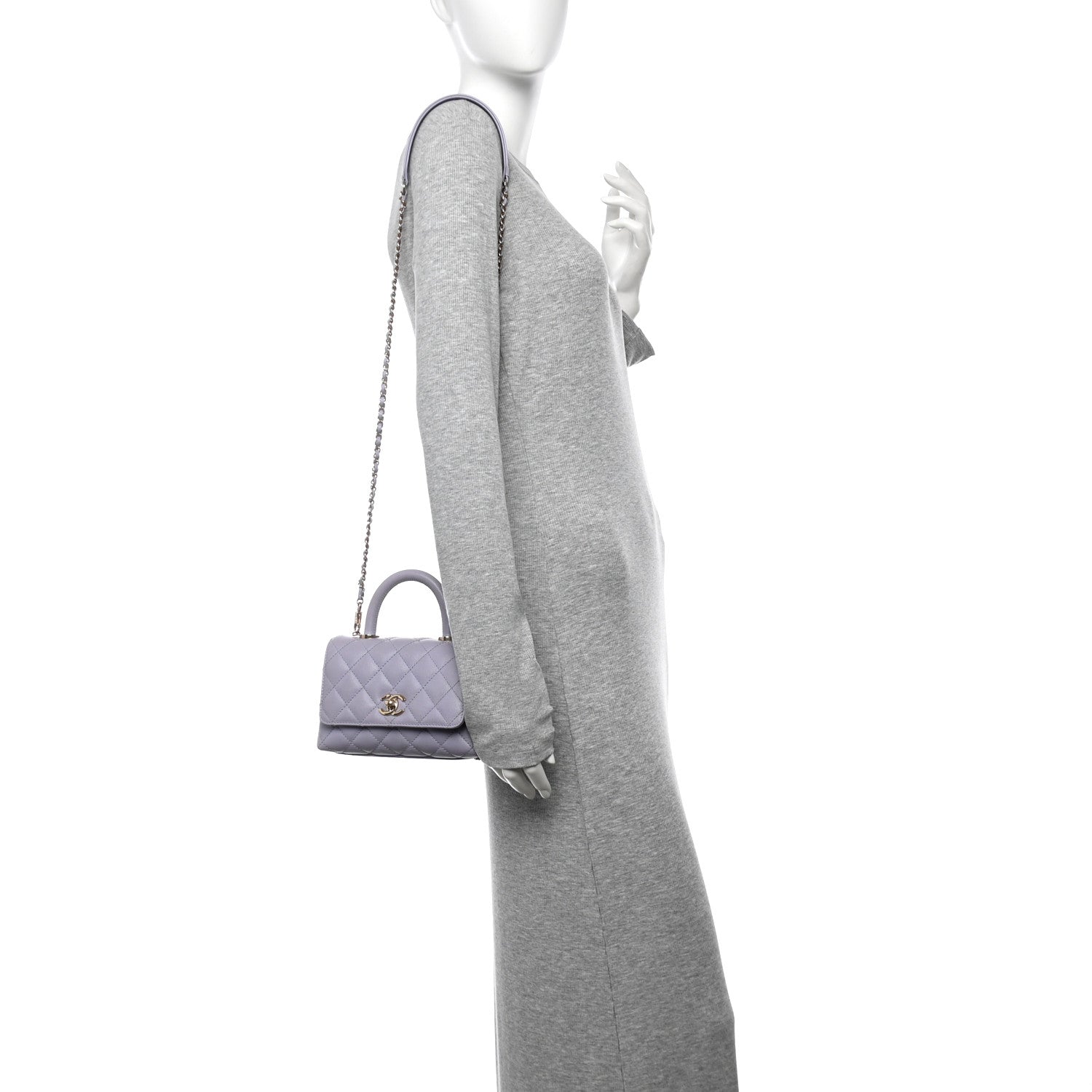 Caviar Quilted Extra Mini Coco Handle Flap Light Purple