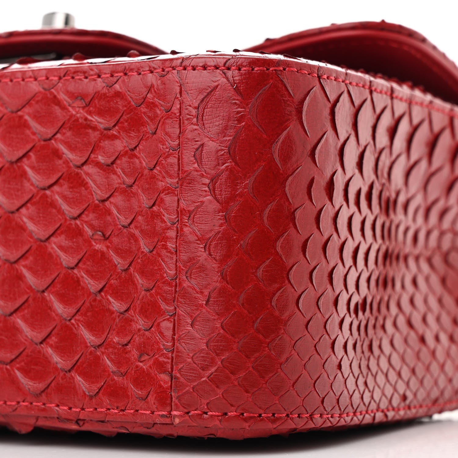 Snakeskin Mini Square Flap Red