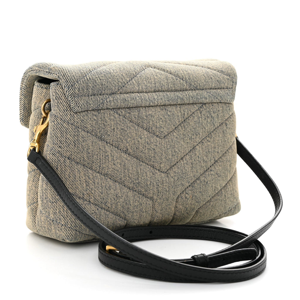 Denim Y Quilted Monogram Toy Loulou Crossbody Bag Grey