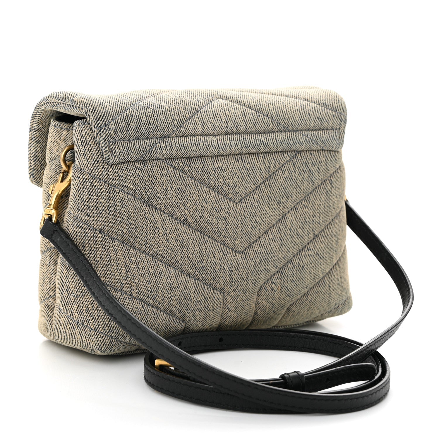 Denim Y Quilted Monogram Toy Loulou Crossbody Bag Grey