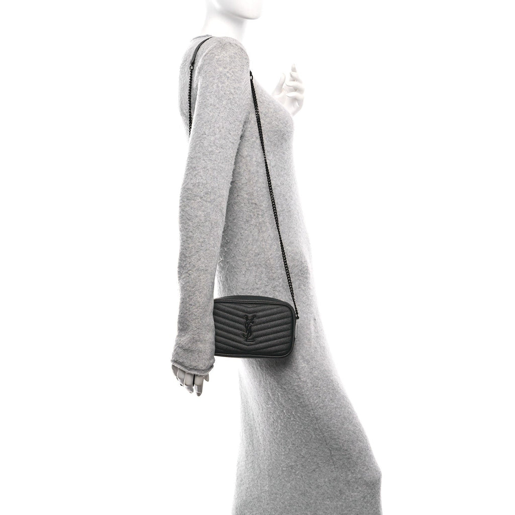 Grain De Poudre Matelasse Monochrome Monogram Mini Lou Camera Bag Black