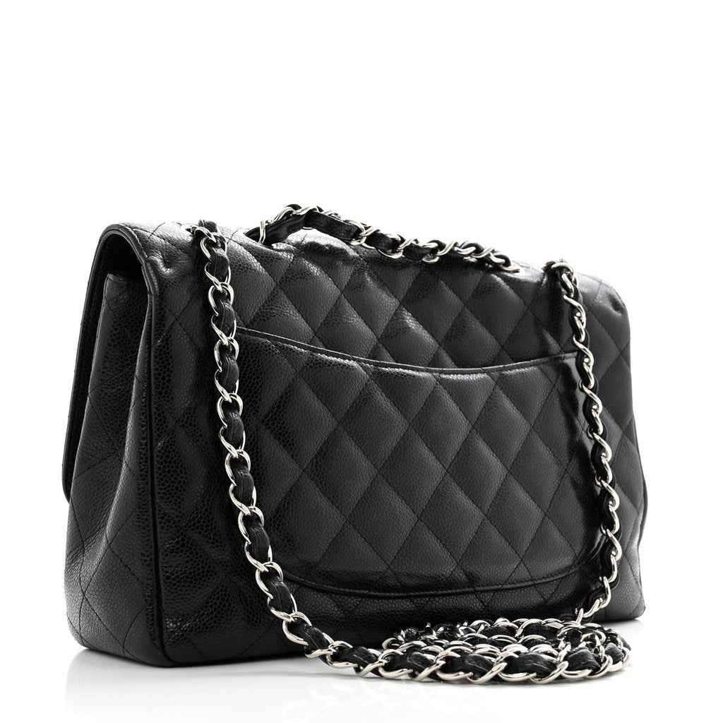 Caviar Quilted Jumbo Double Flap Black