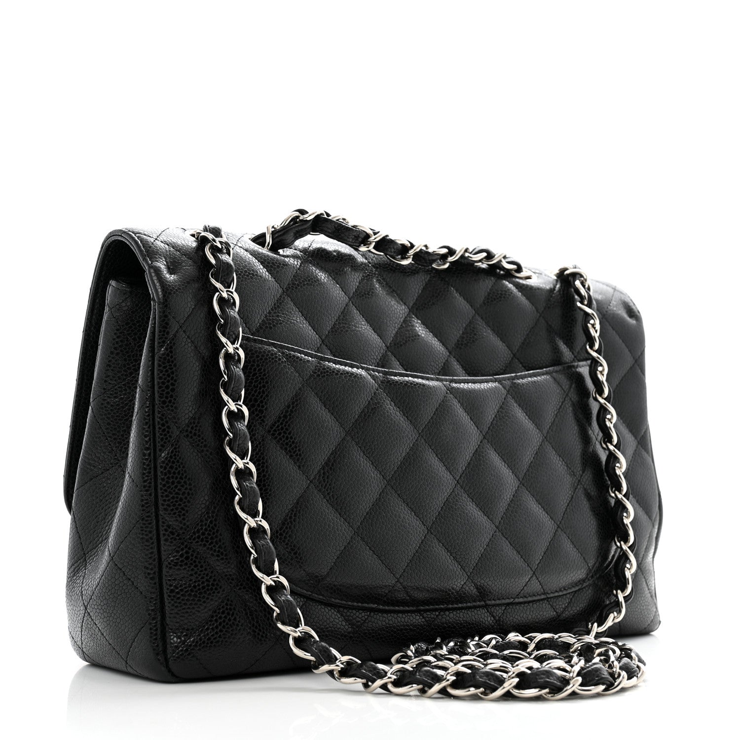 Caviar Quilted Jumbo Double Flap Black