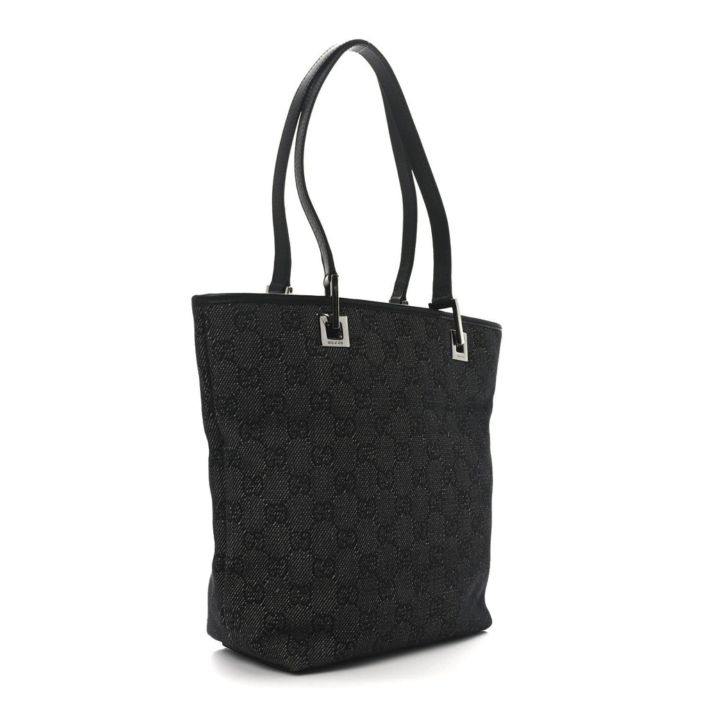 Denim Monogram Small Bucket Tote Black