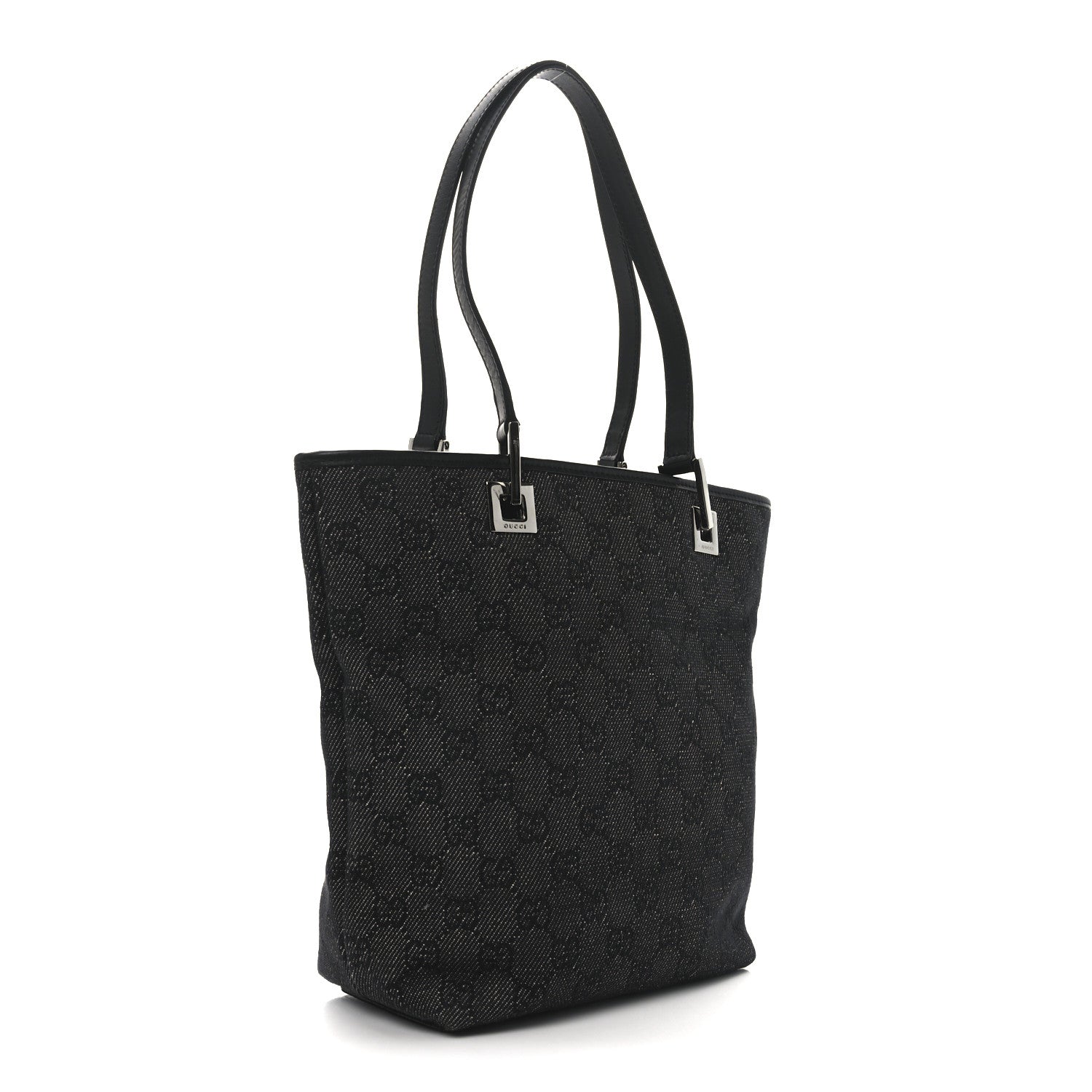 Denim Monogram Small Bucket Tote Black