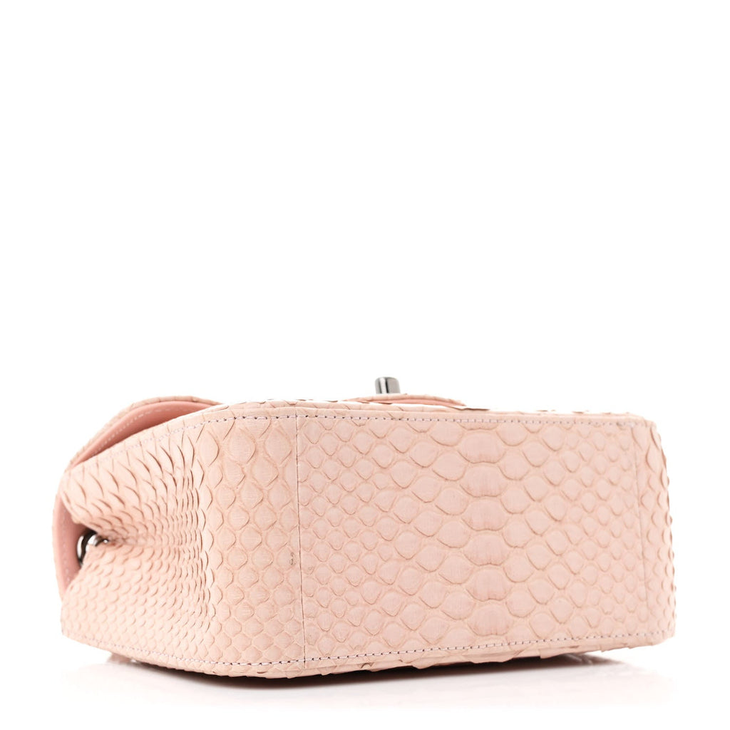 Snakeskin Mini Square Flap Light Pink