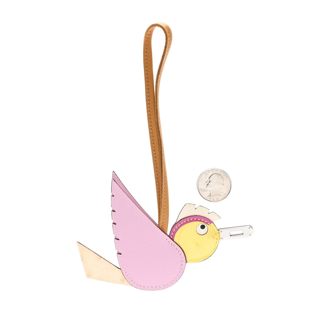 Ostrich Epsom Swift Birdy Bag Charm Mauve Sylvestre
