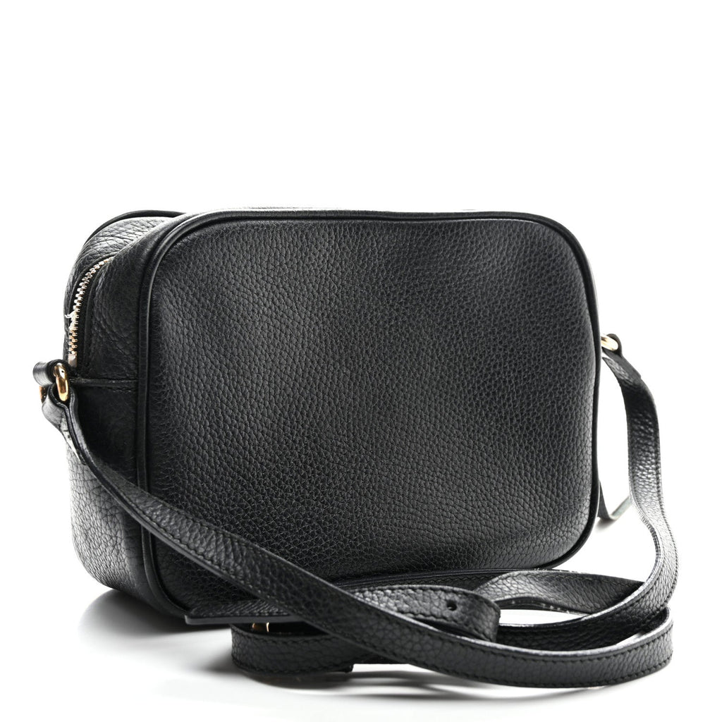 Pebbled Calfskin Small Soho Disco Bag Black
