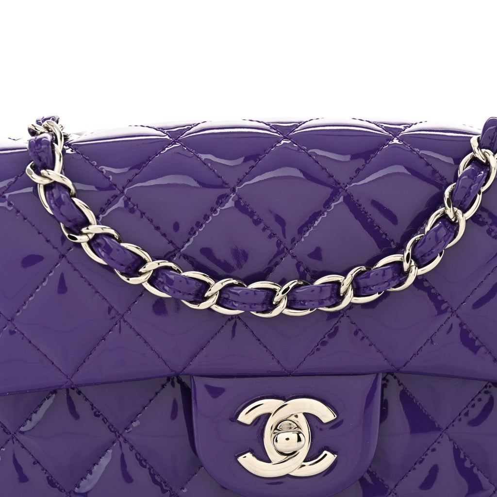 Patent Quilted Mini Rectangular Flap Purple
