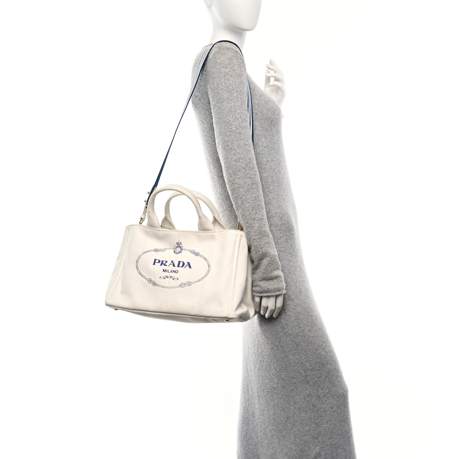Canapa Logo Tote Bianco Blue