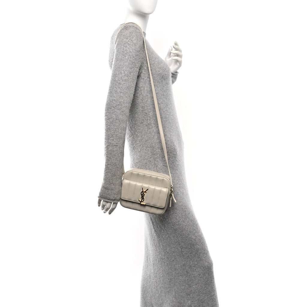 Lambskin Matelasse Monogram Vicky Camera Bag White