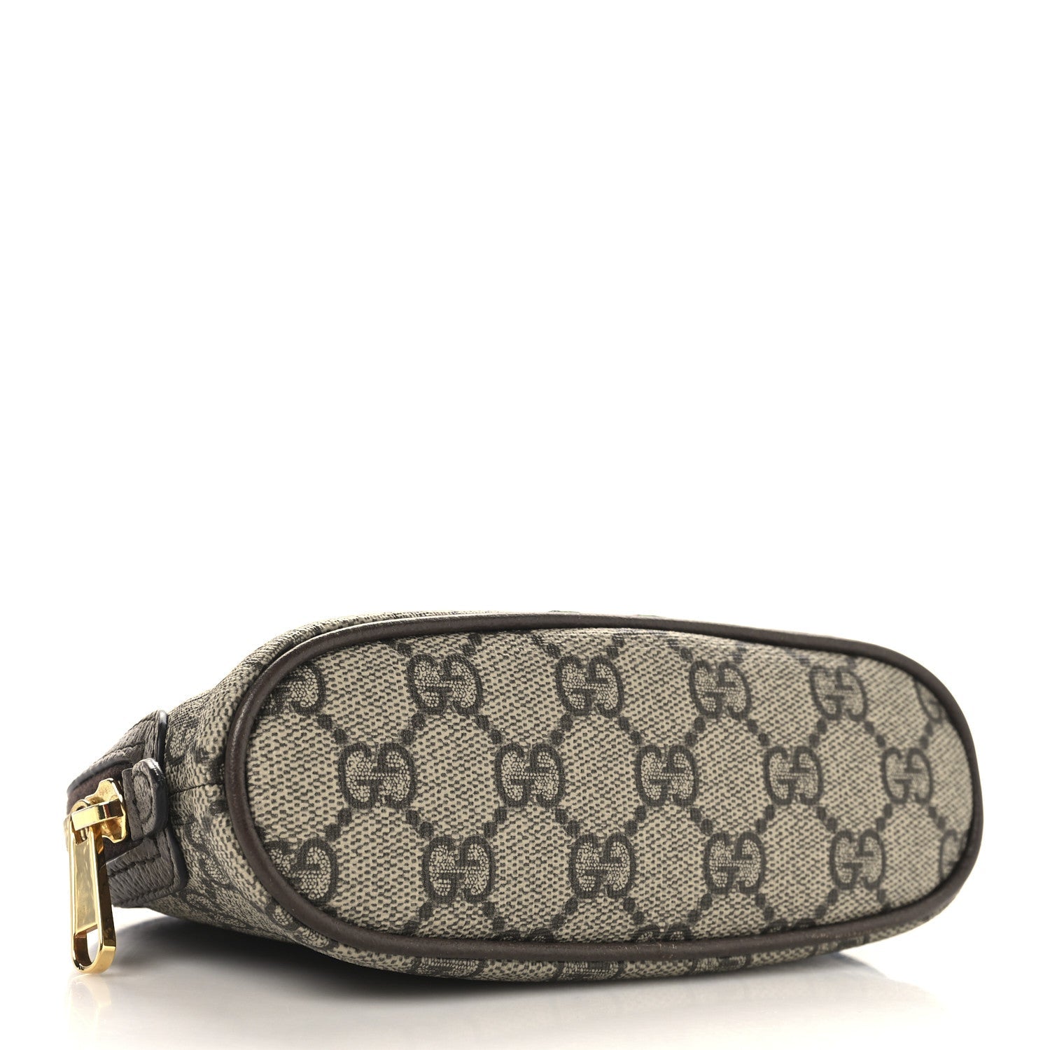 GG Supreme Monogram Textured Calfskin Web Medium Ophidia Cosmetic Case Beige Ebony New Acero