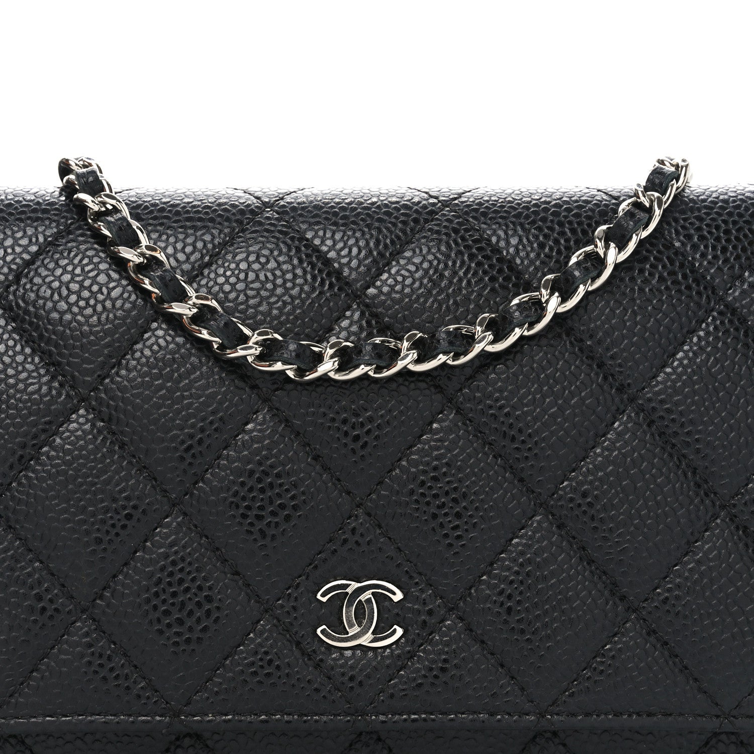 Caviar Quilted Wallet on Chain WOC Black
