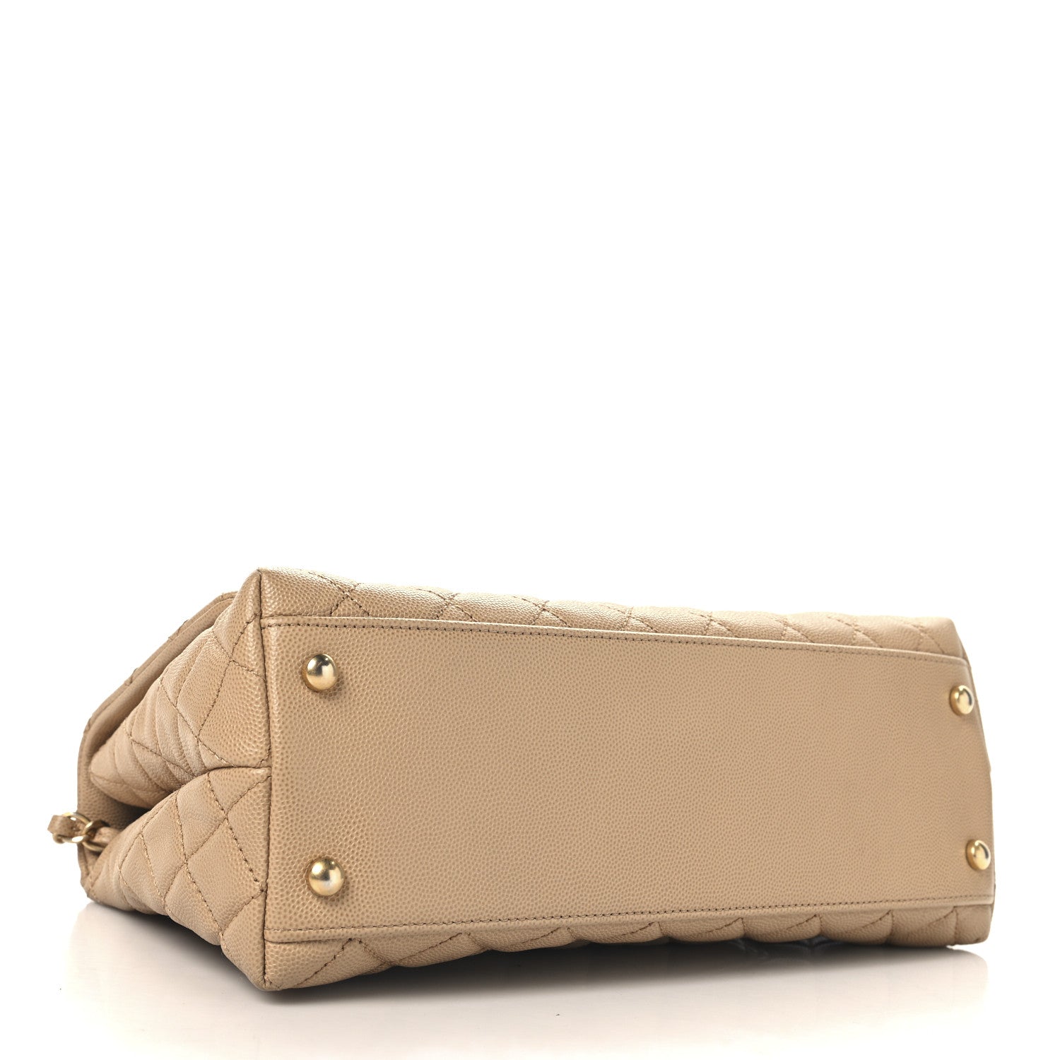 Caviar Quilted Small Coco Handle Flap Beige