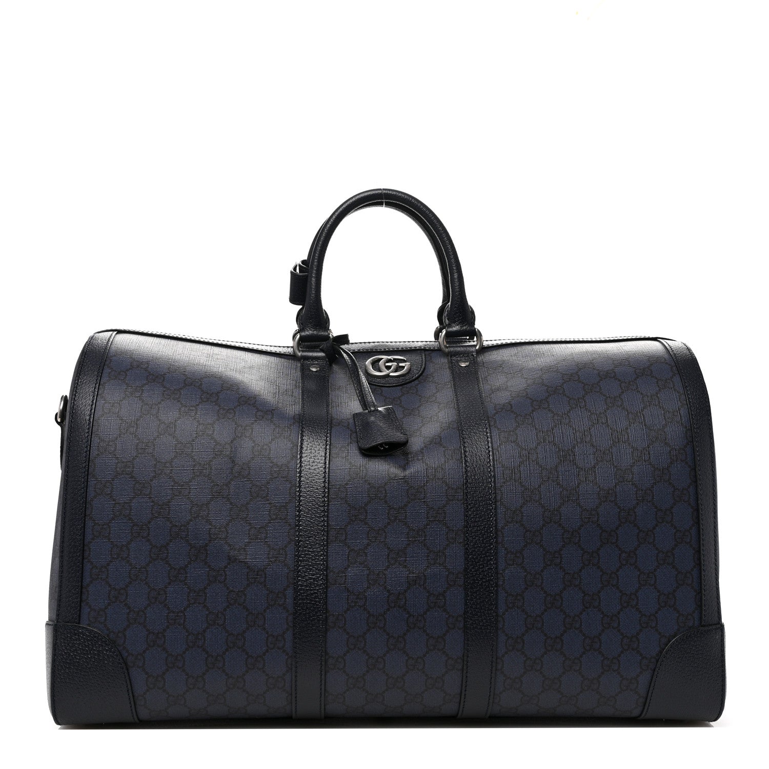 GG Supreme Monogram Textured Dollar Calfskin Large Savoy Duffle Bag Grey Black Blue