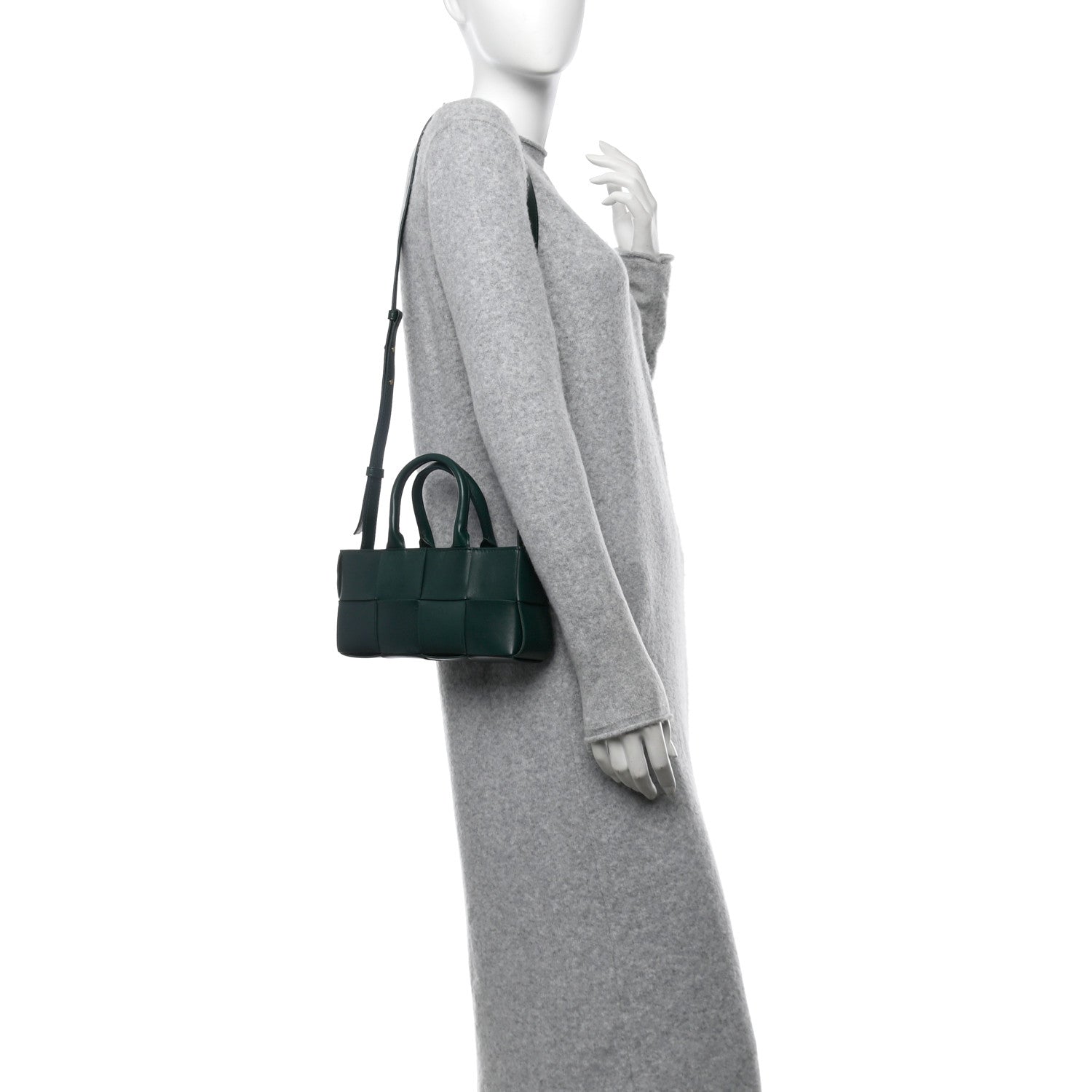 Nappa Maxi Intreccio Mini Arco East West Tote Emerald Green