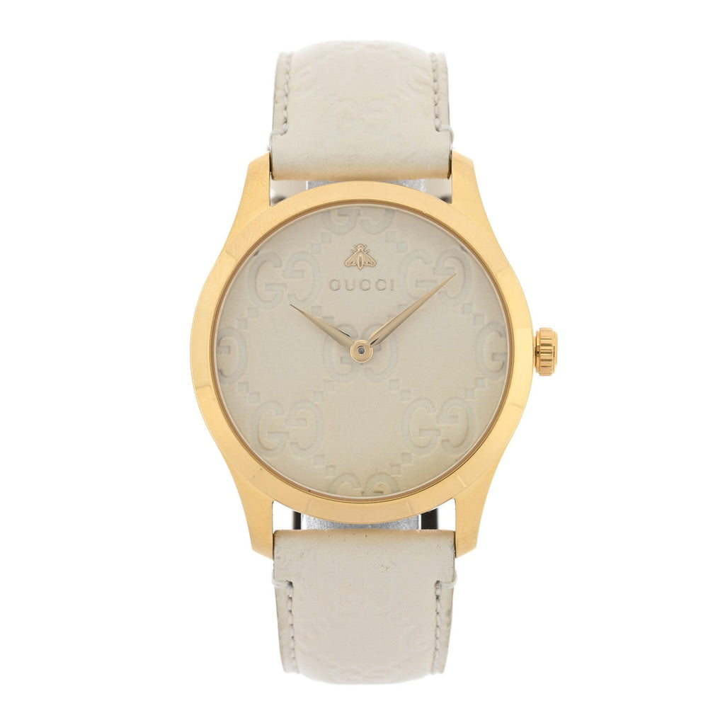 Stainless Steel Calfskin 38mm G-Timeless Quartz Watch White