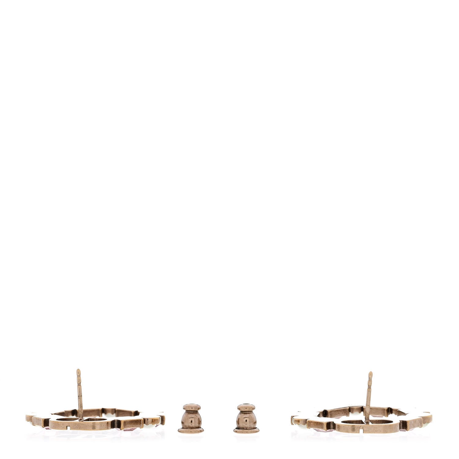 Crystal Pearl Petit CD Earrings Gold Pink