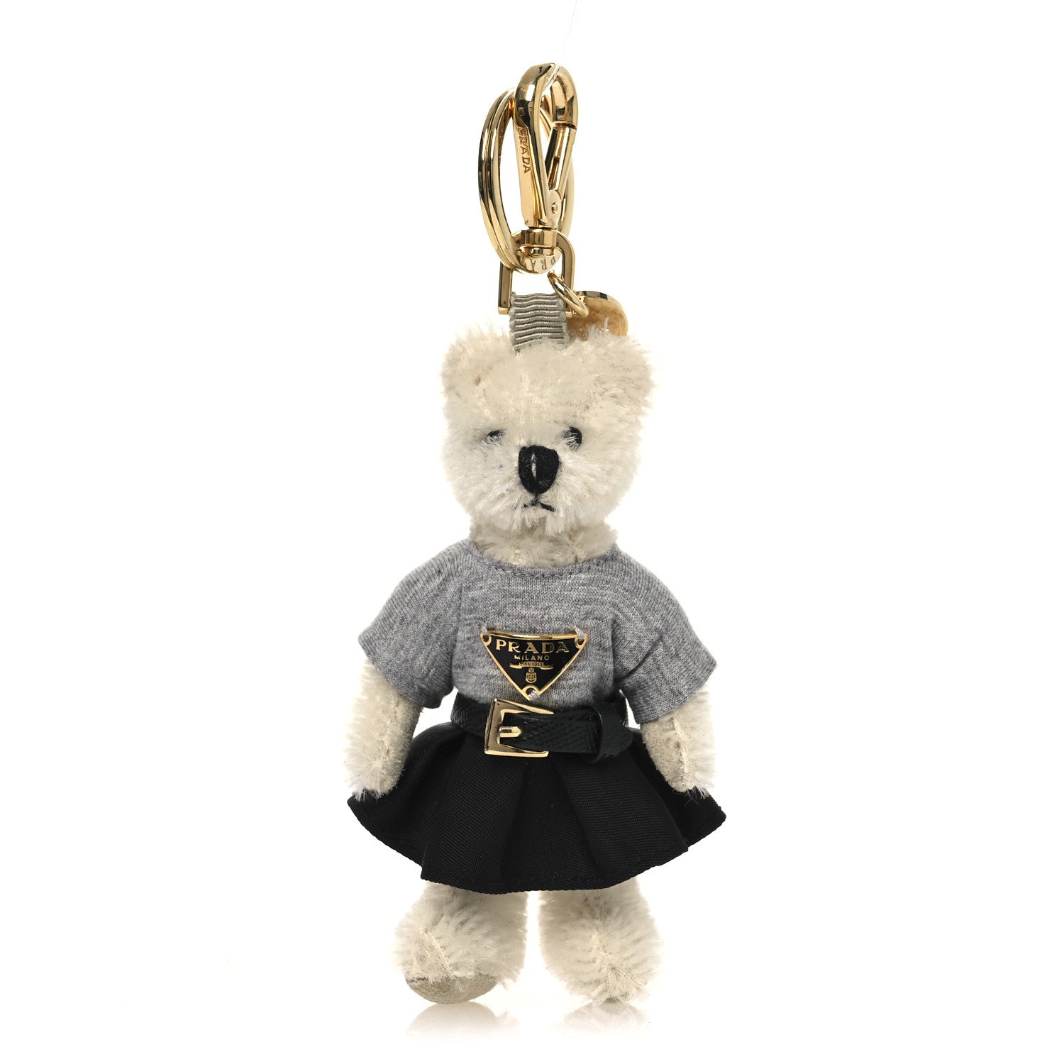 Mohair Teddy Bear Keychain Charm White