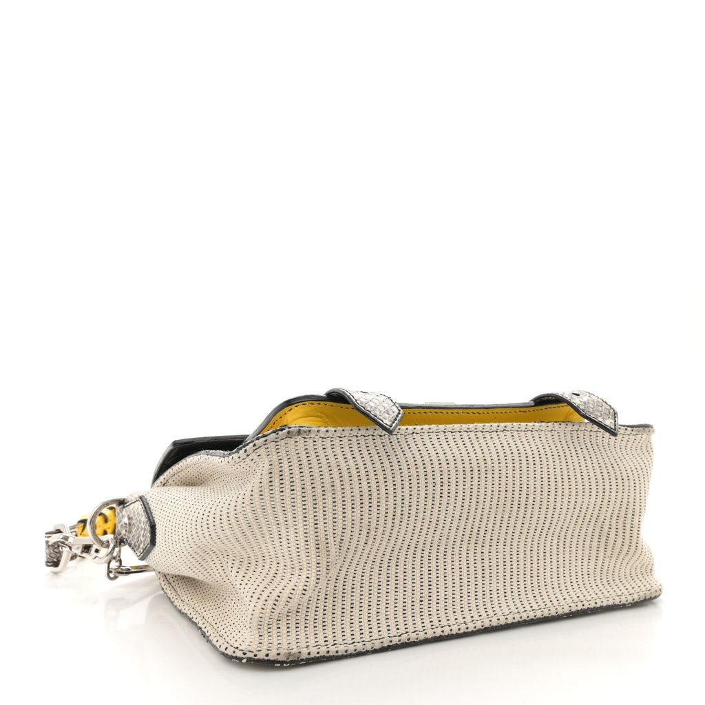 Lambskin Snakeskin Canvas Tiny PS1 Satchel Grey Yellow