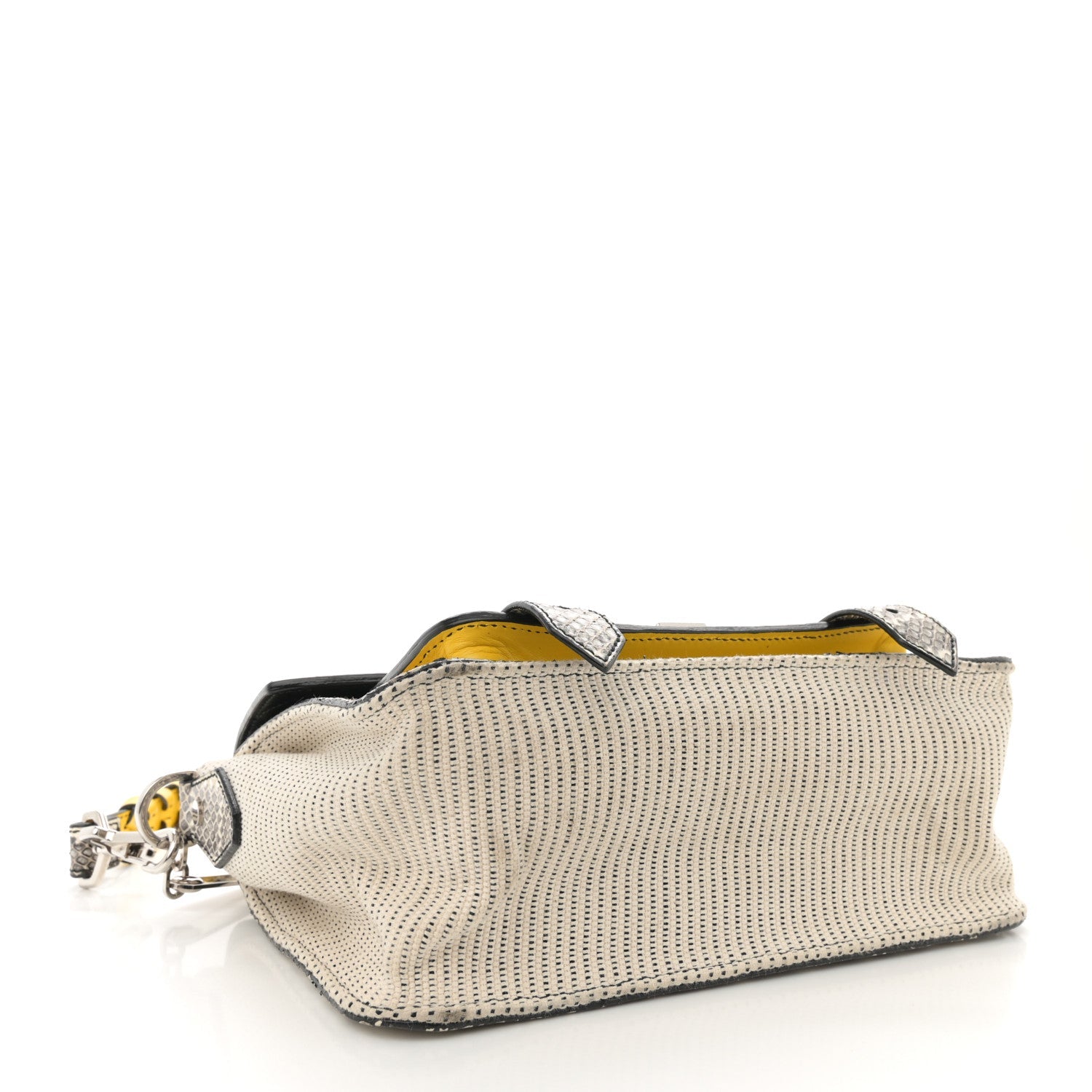 Lambskin Snakeskin Canvas Tiny PS1 Satchel Grey Yellow