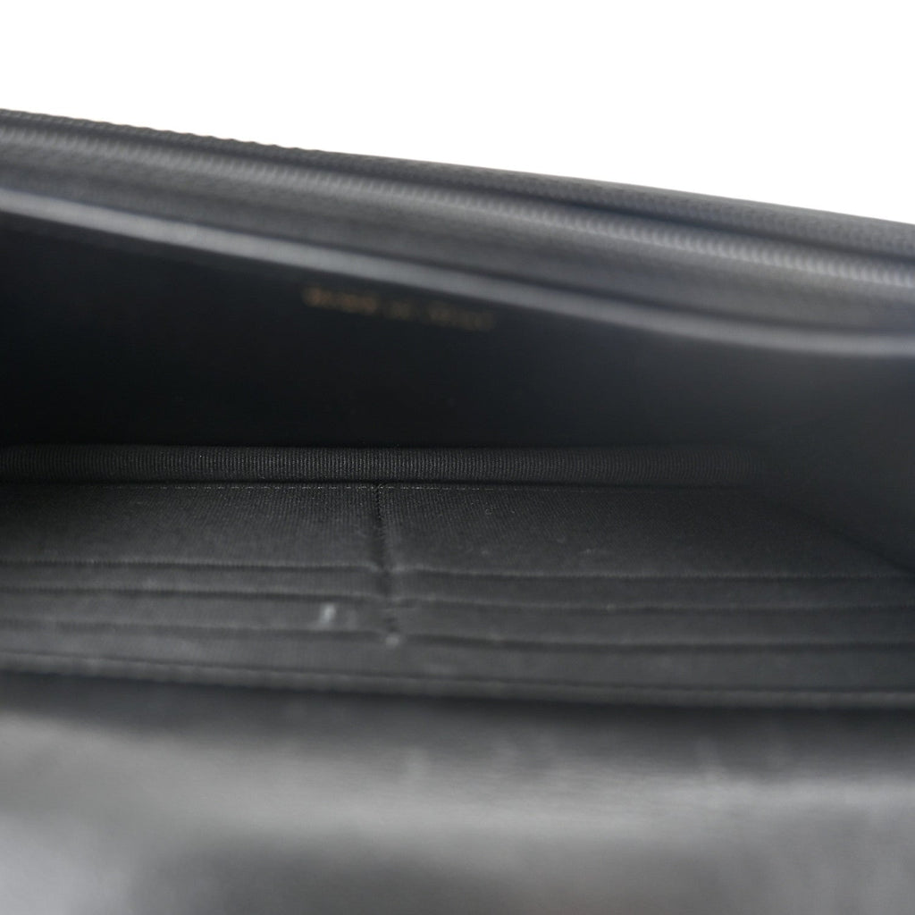 Lambskin Quilted Trendy CC Wallet On Chain WOC Black