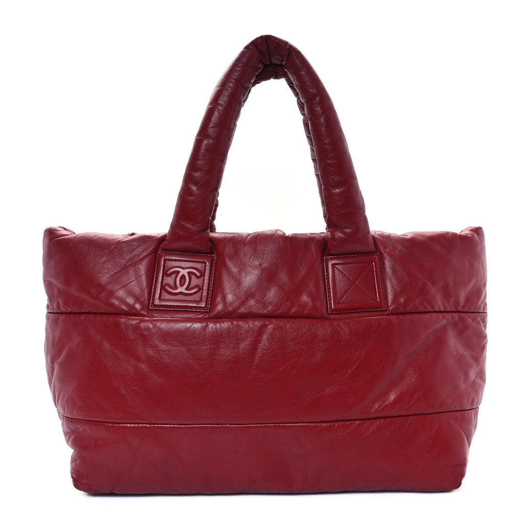 Lambskin Quilted Large Coco Cocoon Reversible Tote Red Red