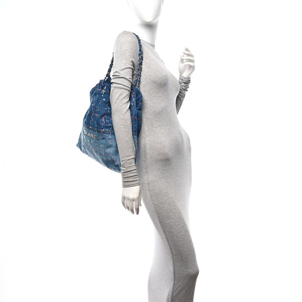 Denim Sequin Chanel 22 Blue