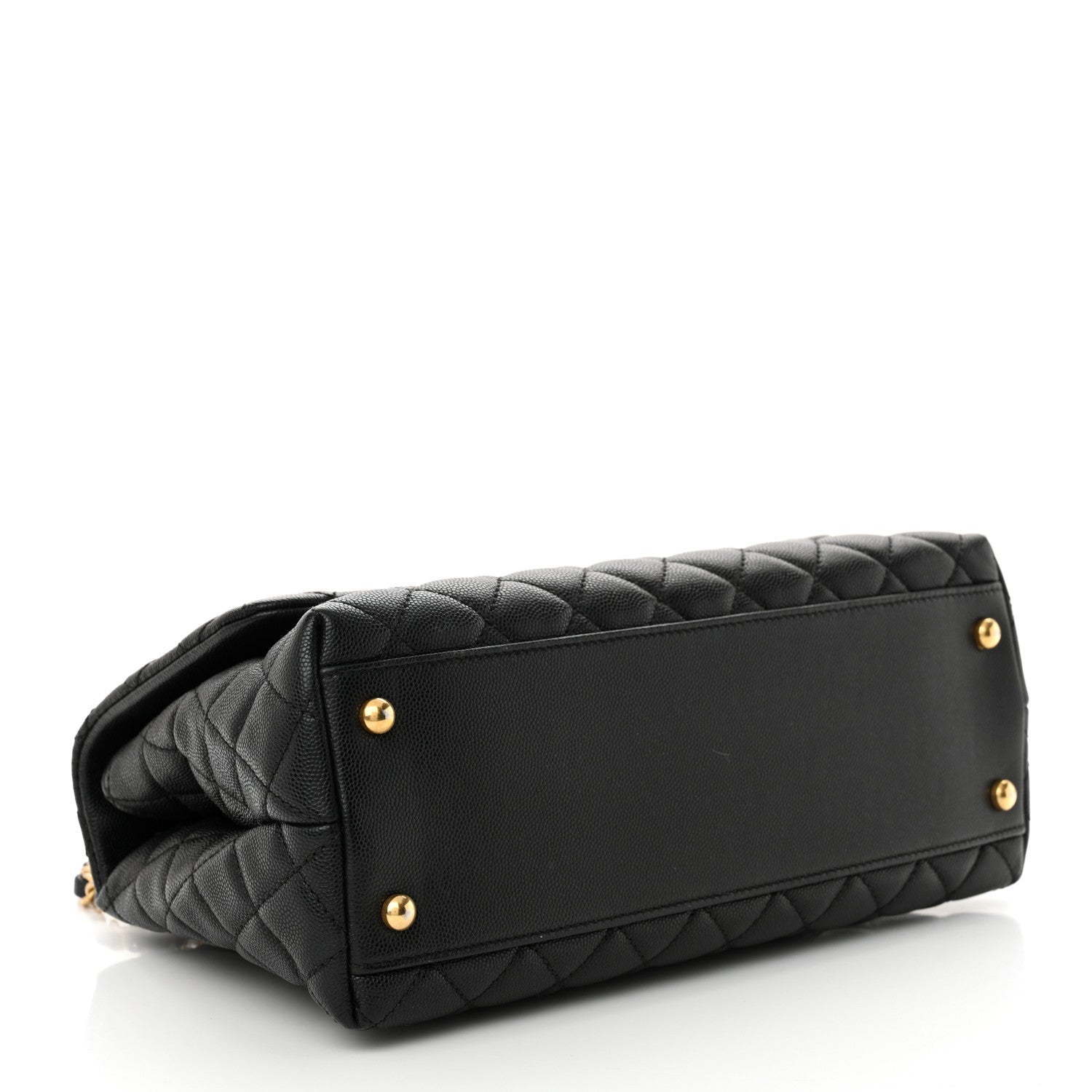 Caviar Quilted Small Coco Handle Flap Black