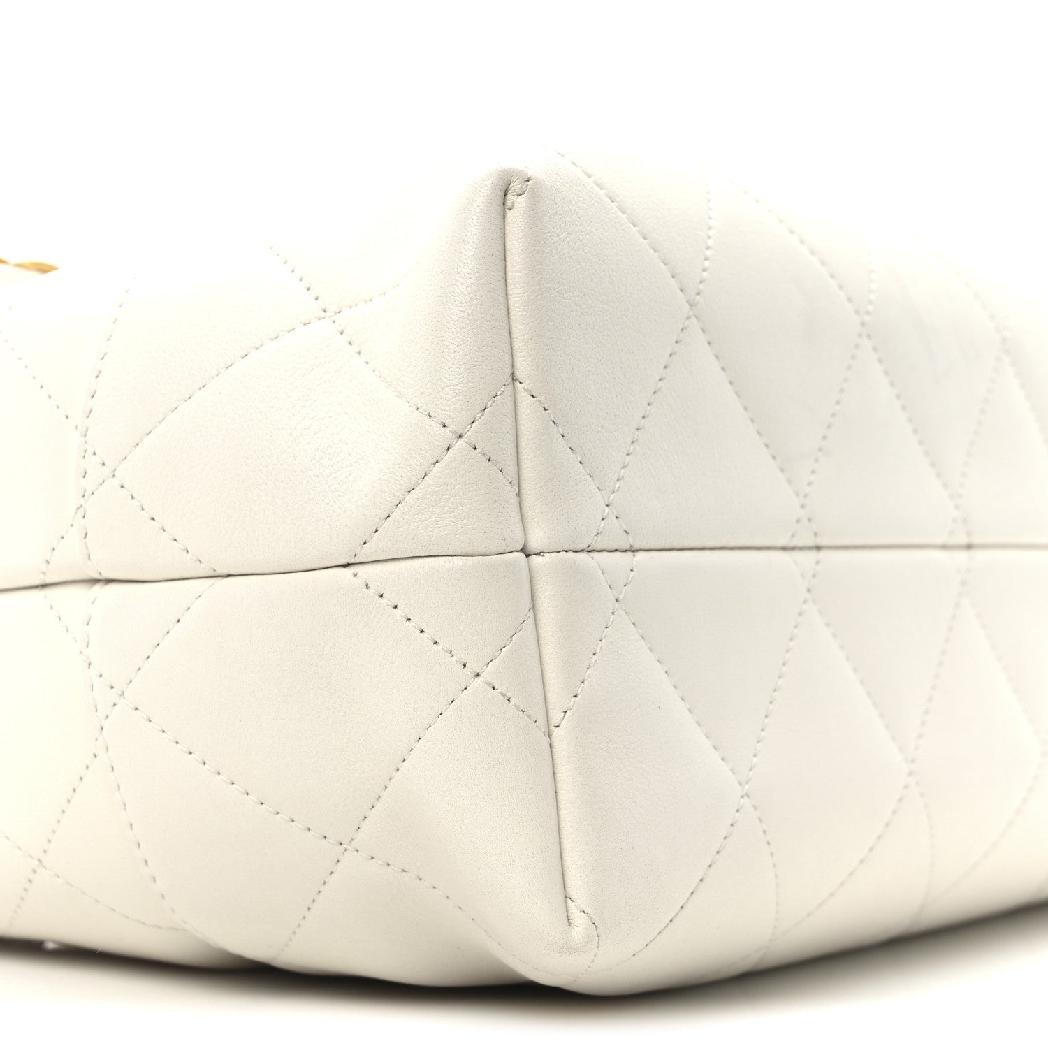 Calfskin Stitched Shopping Bag White
