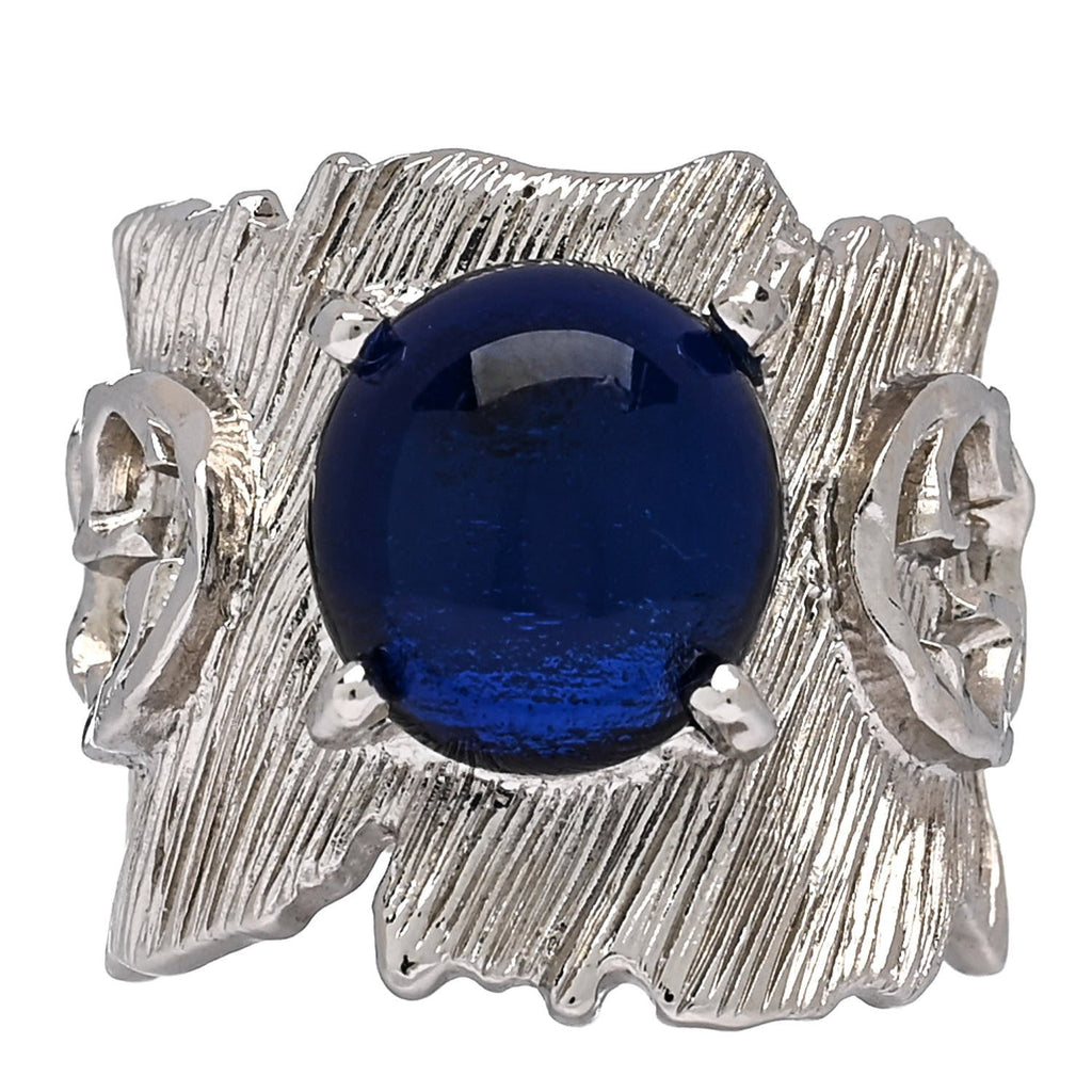 Metal Crystal GG Ring S Silver Blue