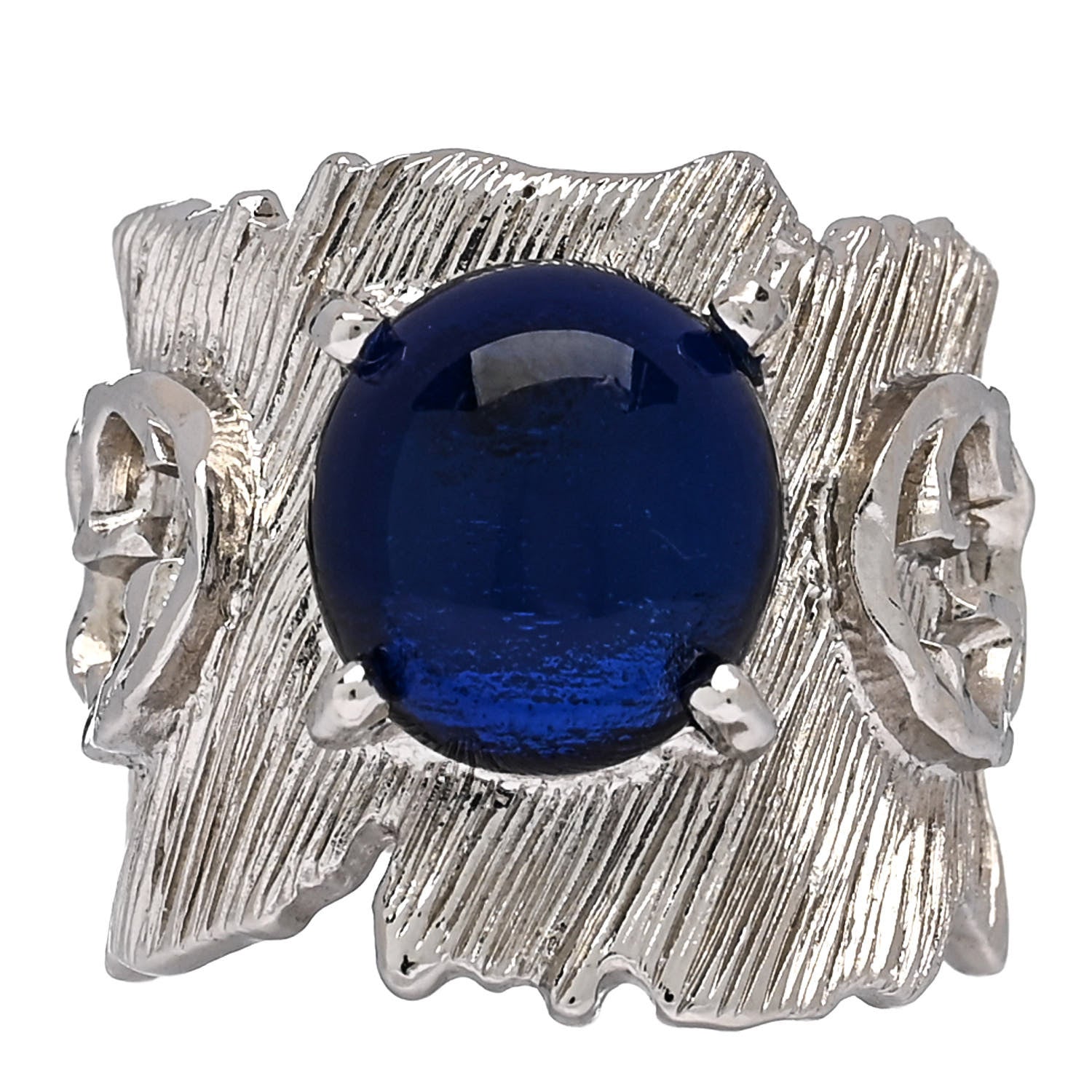Metal Crystal GG Ring S Silver Blue