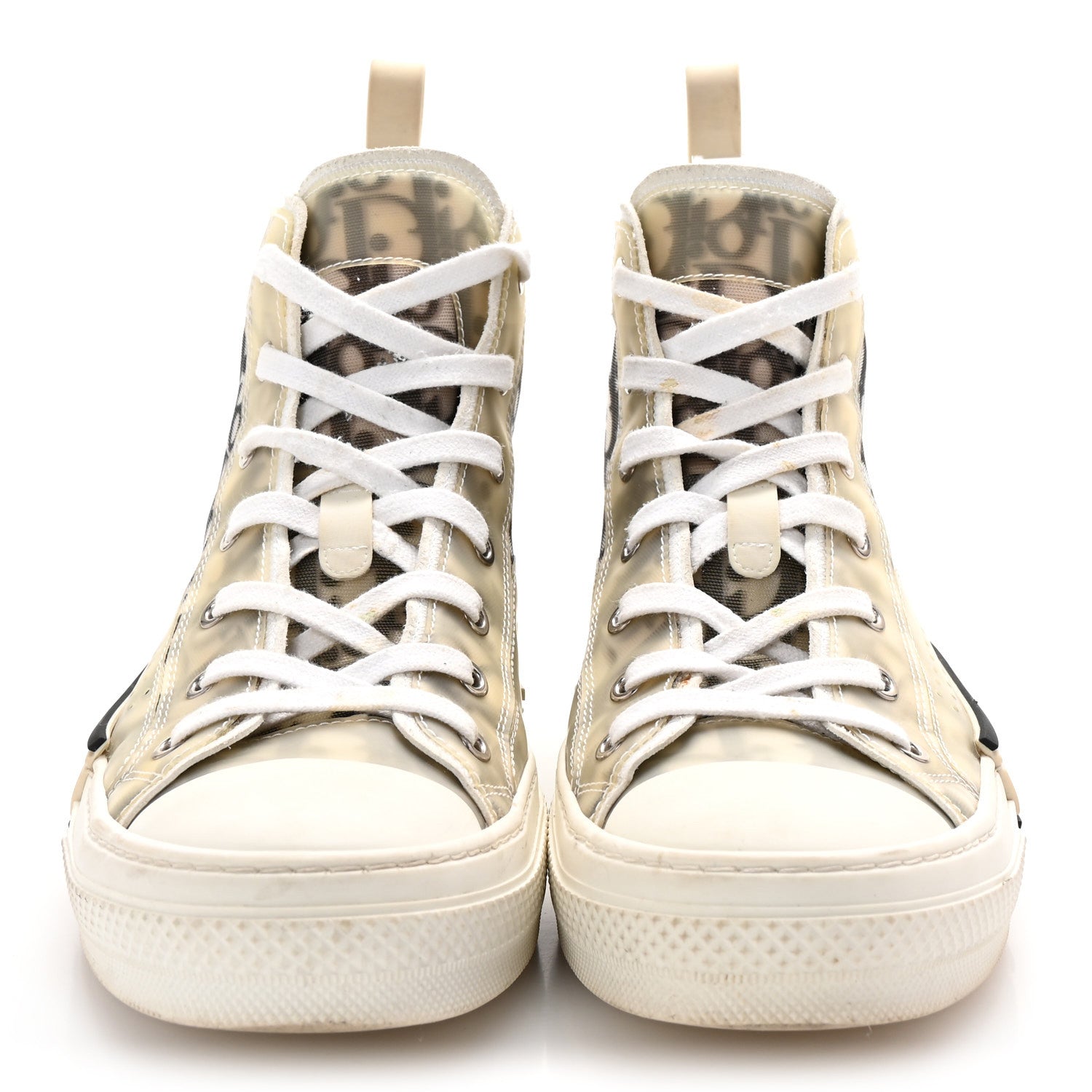 Technical Canvas Oblique B23 High Top Sneakers 40 White Black
