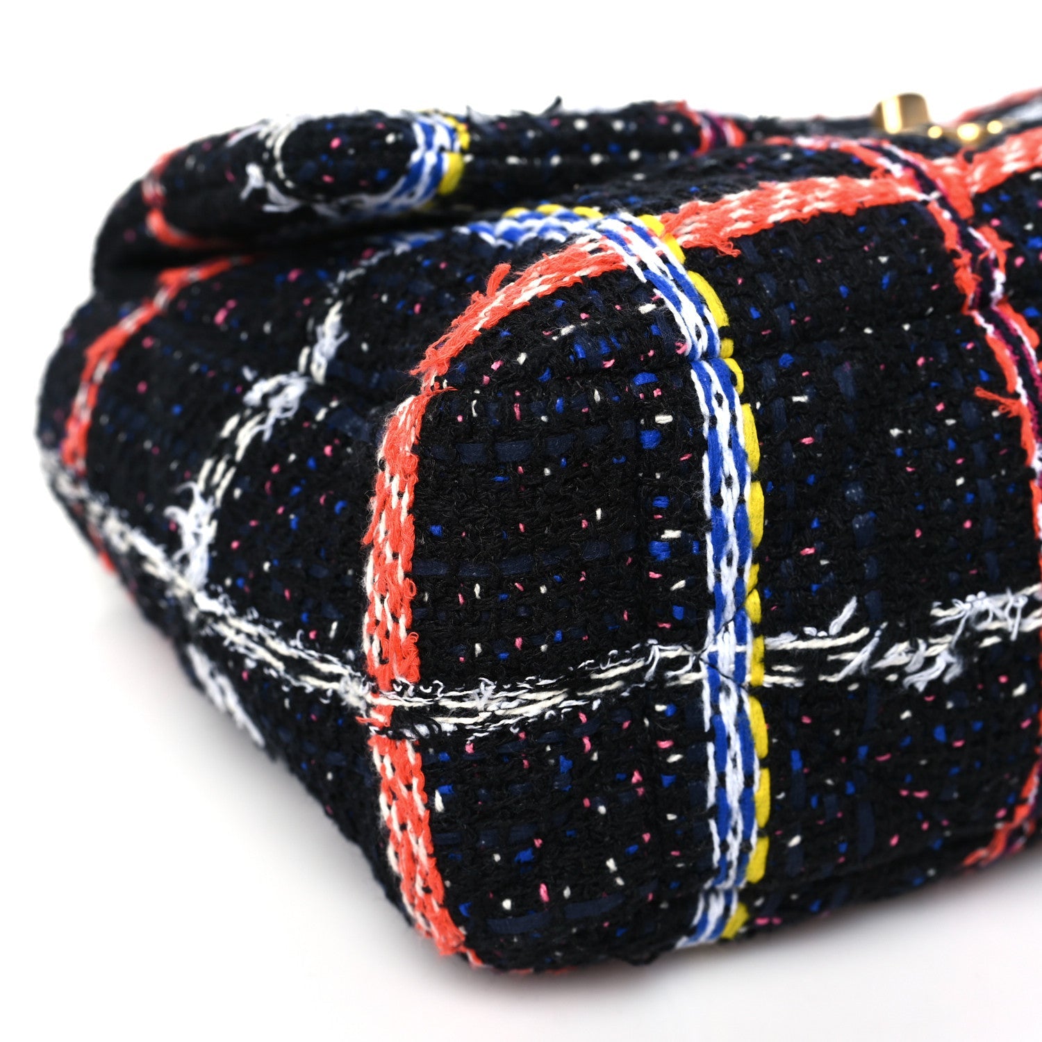 Tweed Quilted Large Chanel 19 Flap Black Orange Blue