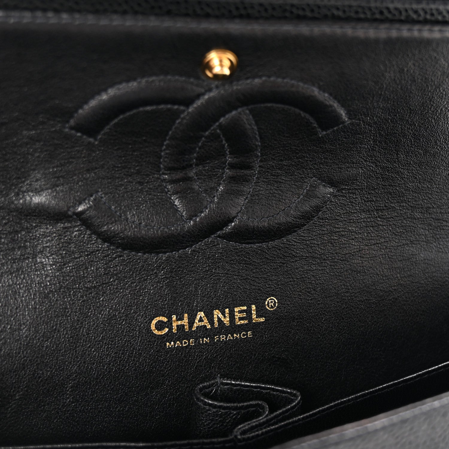 Caviar Quilted Medium Double Flap Black