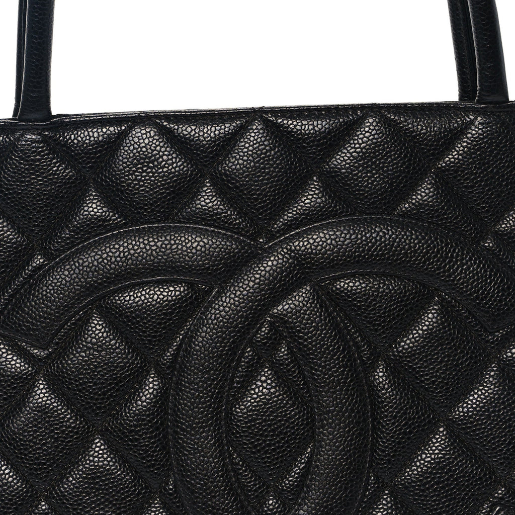 Caviar Quilted Medallion Tote Black