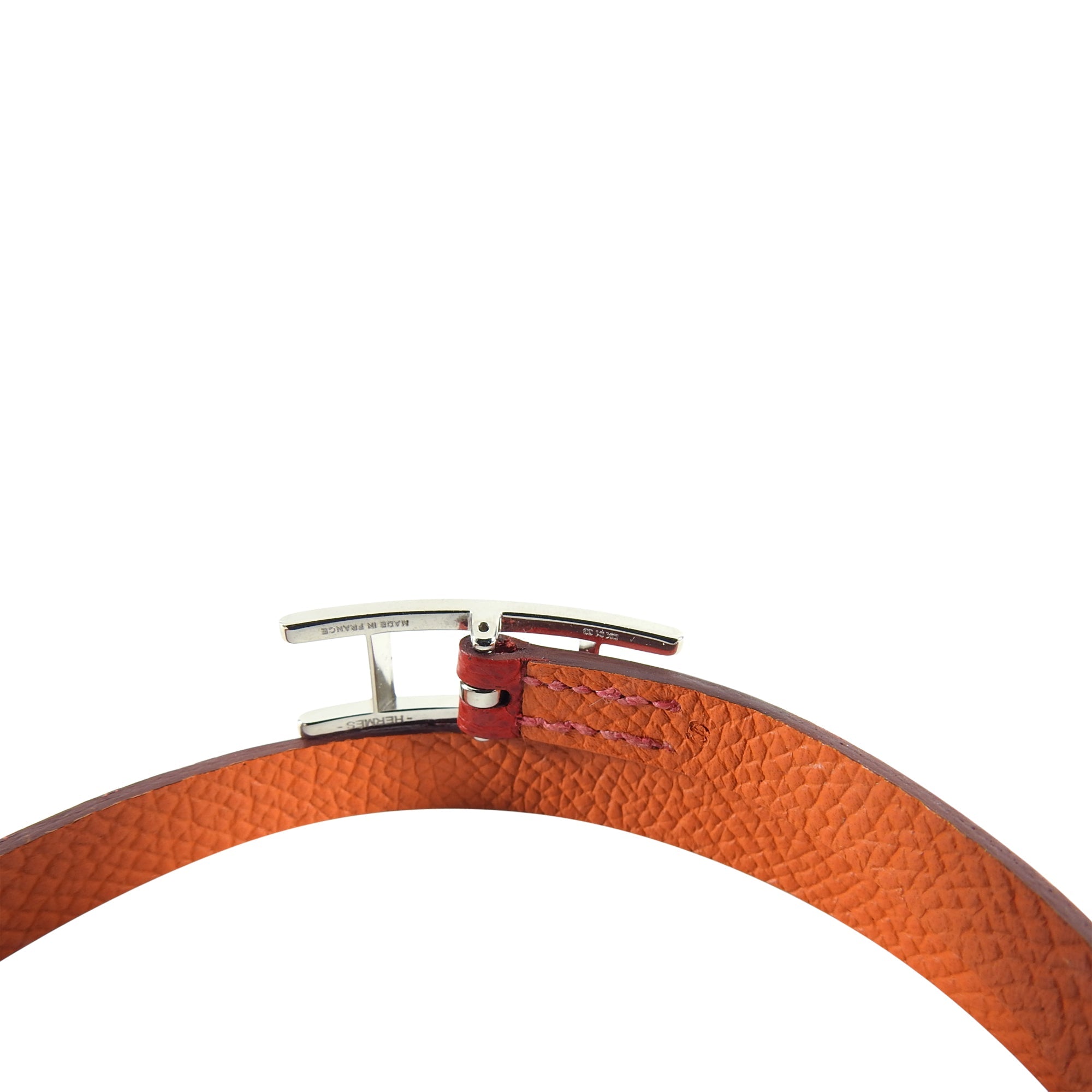 Hermes Red and Orange Leather Behapi Double Tour Bracelet in Box