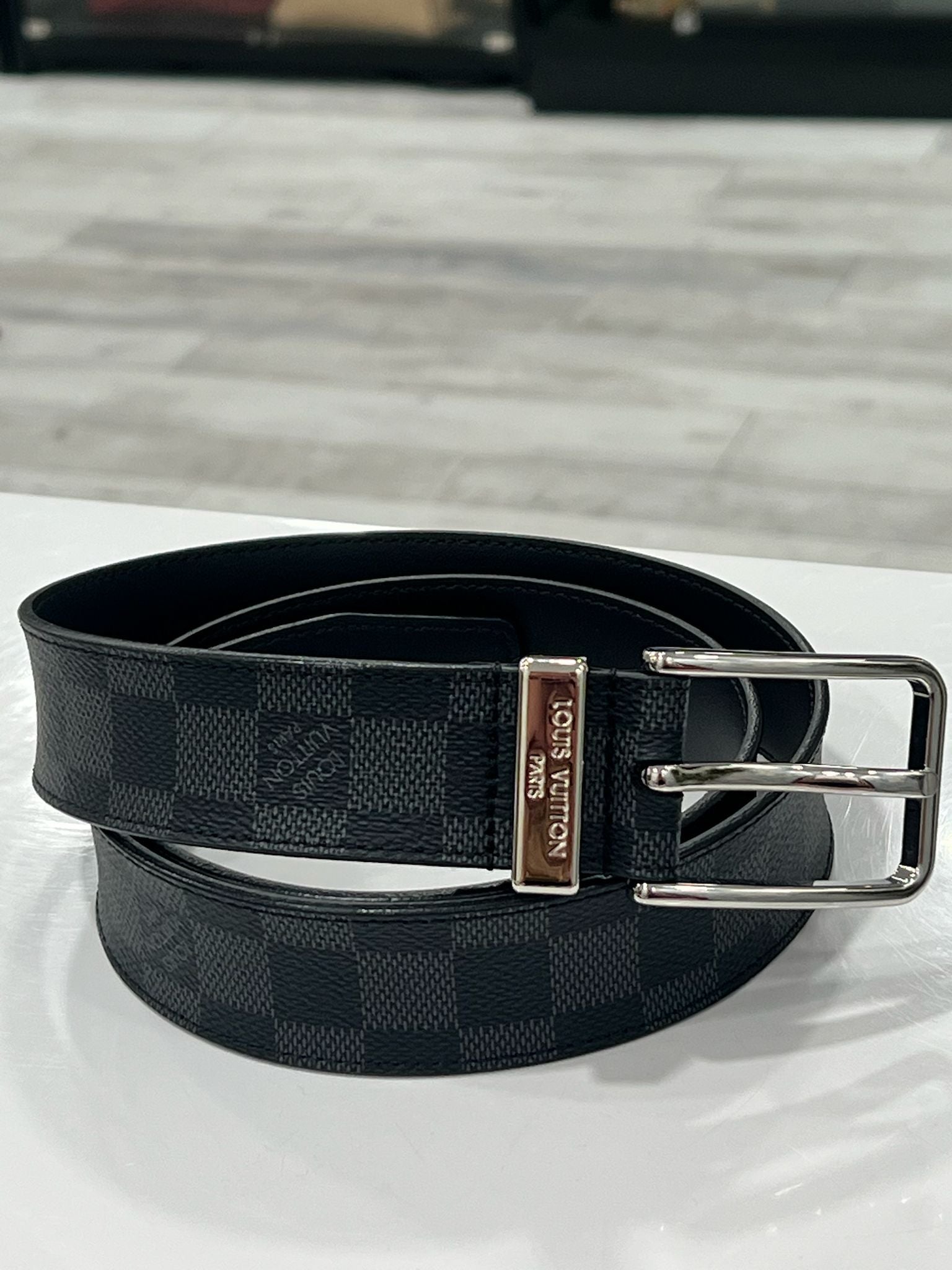 LOUIS VUITTON PONT NEUF DAMIER GRAPHITE 35MM BELT