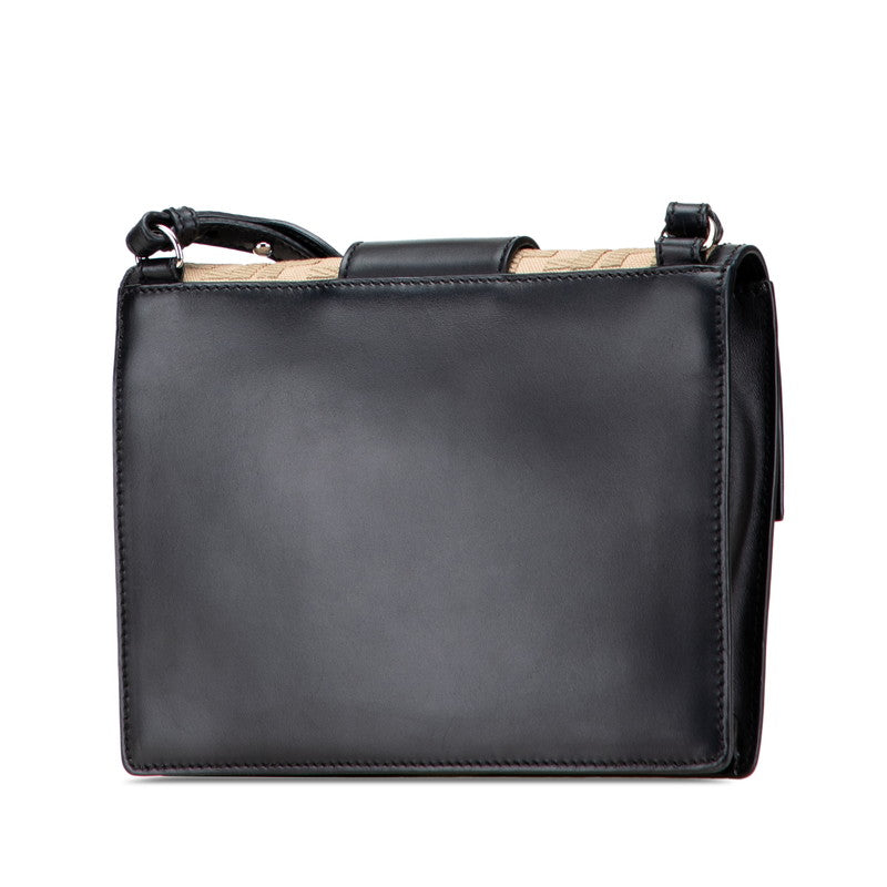 Fendi Flat Baguette Zucca Leather Canvas Shoulder Bag