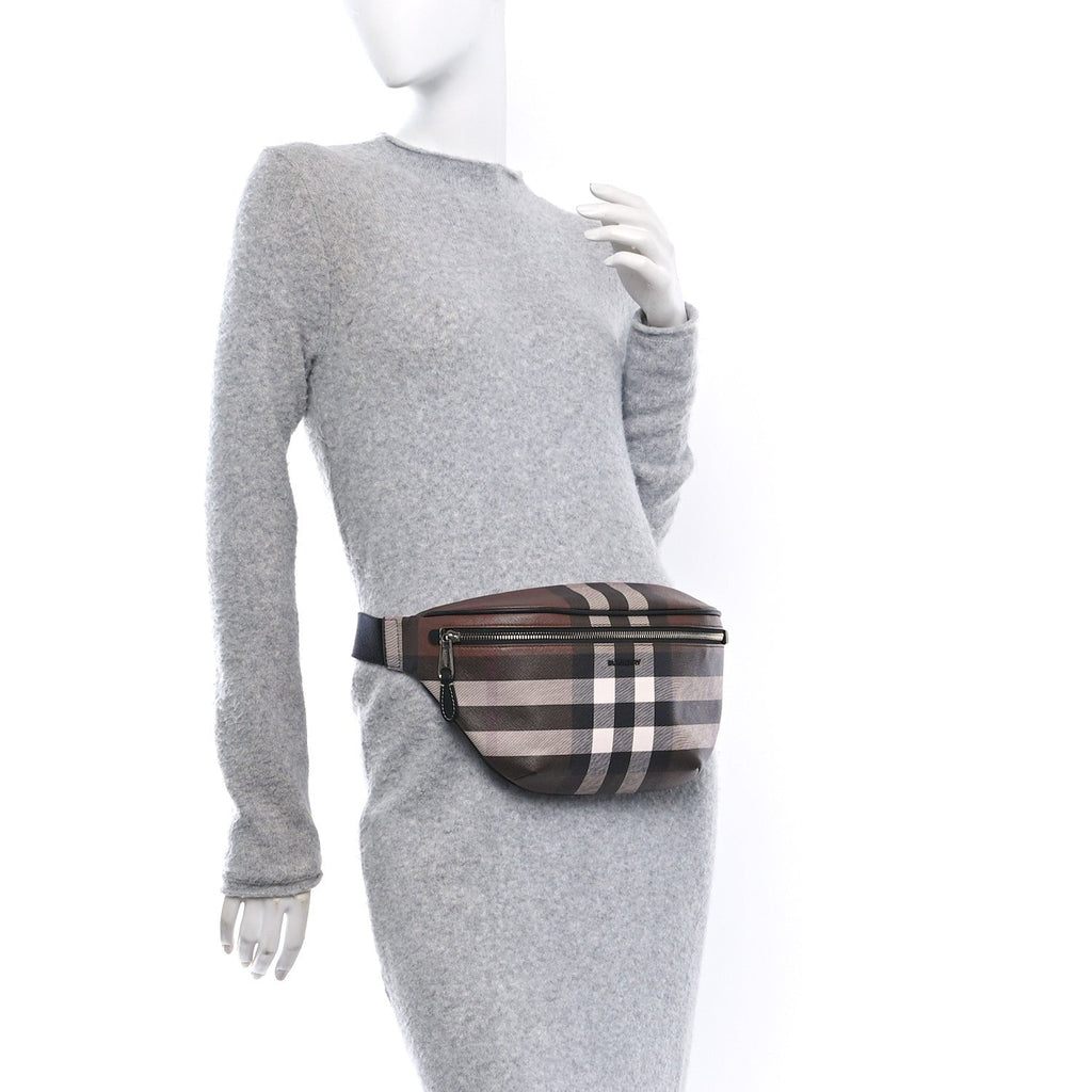 E-canvas Check Cason Bum Bag Dark Birch Brown