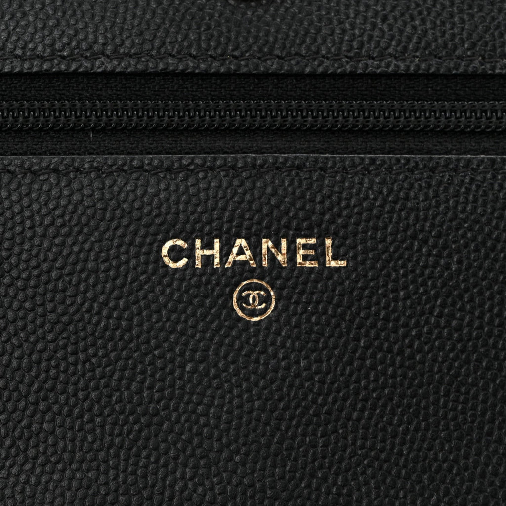 Caviar Quilted Vintage Mademoiselle Wallet On Chain WOC Black
