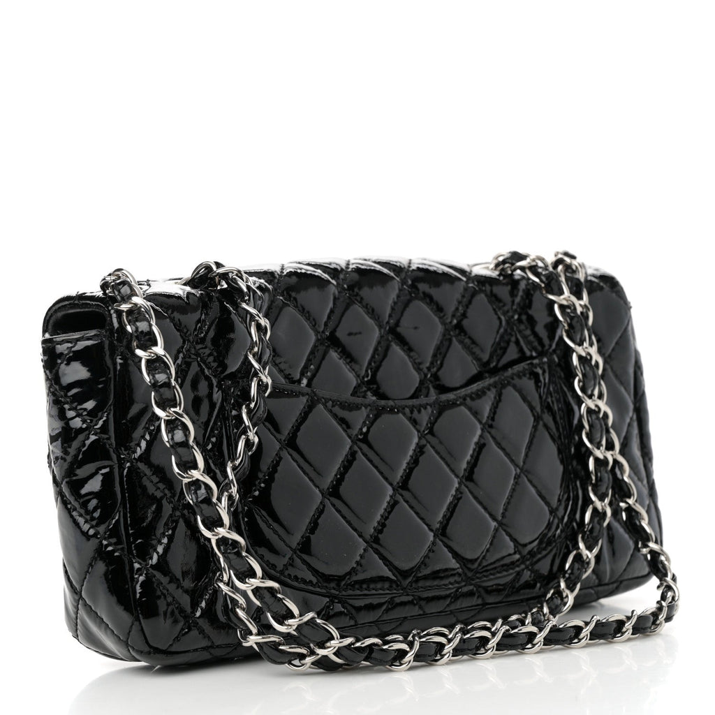 Patent Quilted Medium Single Flap Black
