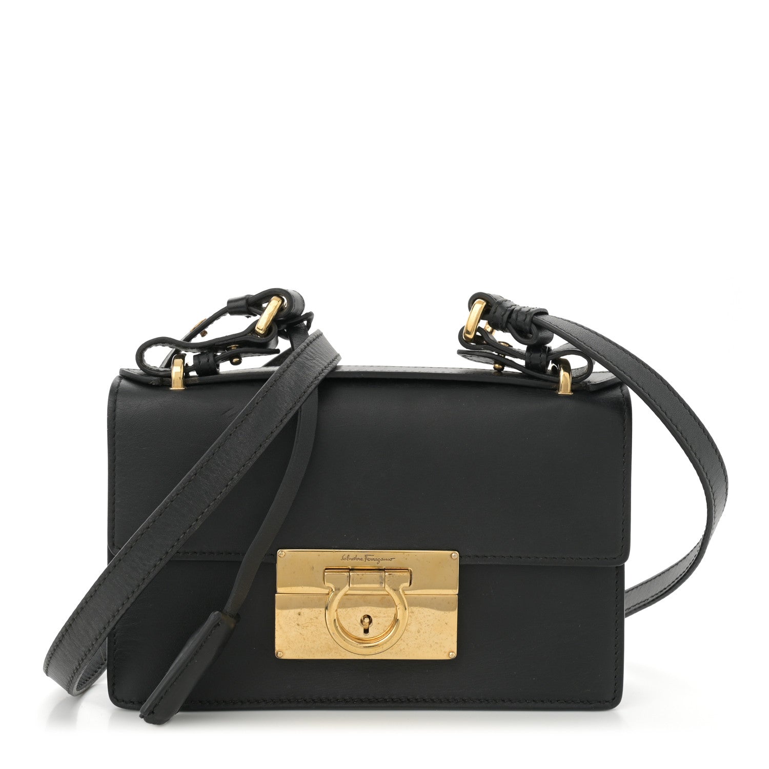 Smooth Calfskin Mini Aileen Gancio Lock Crossbody Black